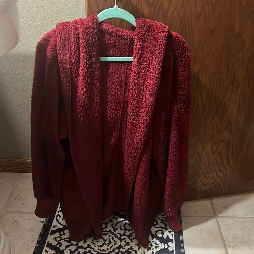 Burgundy Sherpa cartigan